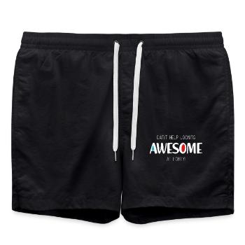 Ich kann nicht anders, als mit 40 großartig auszusehen - Badeshorts - Schwarz - Vorne - AI Model Male 185 light (185cm)