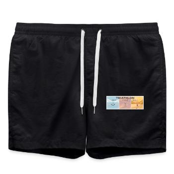 Triathlon Dreiklang: Schwimmen Radfahren Laufen - Badeshorts - Schwarz - Vorne - AI Model Male 185 light (185cm)