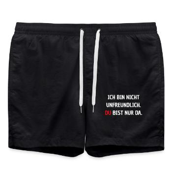 Ich bin nicht unfreundlich - Du bist nur da - Badeshorts - Schwarz - Vorne - AI Model Male 185 light (185cm)