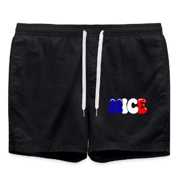Nöcke Frankreich Blaue Fahne Weiß Rot - Badeshorts - Schwarz - Vorne - AI Model Male 185 light (185cm)