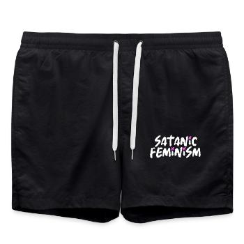 Satanic Feminism – Dark Statement Feminismus - Badeshorts - Schwarz - Vorne - AI Model Male 185 light (185cm)