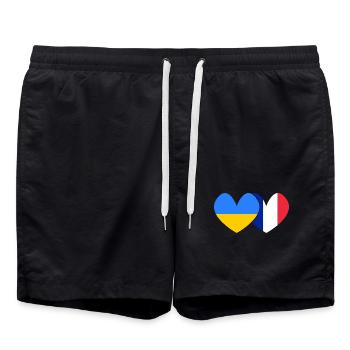 Ukraine Frankreich Freundschaft  - Badeshorts - Schwarz - Vorne - AI Model Male 185 light (185cm)