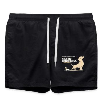 Dackel Spruch Dackelbesitzer Dackel Humor - Badeshorts - Schwarz - Vorne - AI Model Male 185 light (185cm)