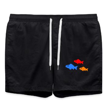 Bunte Fischsilhouetten Trio - Badeshorts - Schwarz - Vorne - AI Model Male 185 light (185cm)