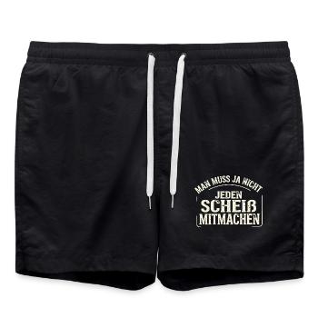 Lustiger Spruch Nein Man muss ja nicht  - Badeshorts - Schwarz - Vorne - AI Model Male 185 light (185cm)