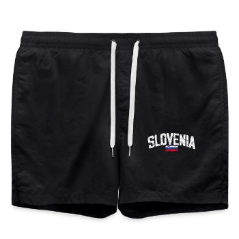 Slovenia - Grunge - National Flag - Slowenien - Badeshorts - Schwarz - Vorne - AI Model Male 185 light (185cm)