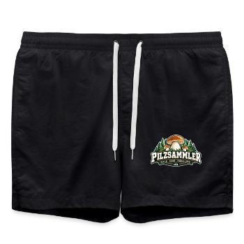 Pilzsammler Waldabenteuer - Badeshorts - Schwarz - Vorne - AI Model Male 185 light (185cm)