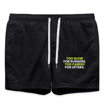 02_too-langsam-für-runners_dark-Kleidungsstück - Badeshorts - Schwarz - Vorne - AI Model Male 185 light (185cm)
