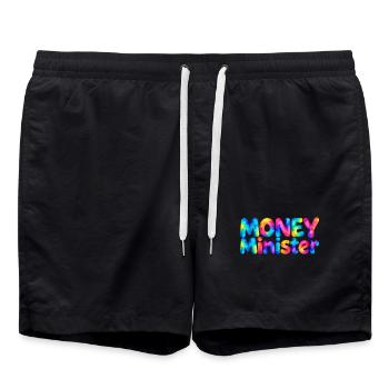 Money Minister – Große Pläne, kleines Budget - Badeshorts - Schwarz - Vorne - AI Model Male 185 light (185cm)
