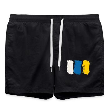 Kanarische Inseln Flagge - Pinselstriche - Badeshorts - Schwarz - Vorne - AI Model Male 185 light (185cm)