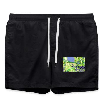 Impressionistische Sonnenlandschaft - Badeshorts - Schwarz - Vorne - AI Model Male 185 light (185cm)