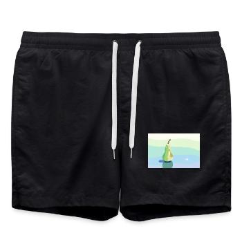 Stift auf pastellfarbener Oberfläche - Badeshorts - Schwarz - Vorne - AI Model Male 185 light (185cm)