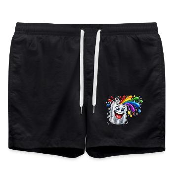 Fröhliche Farbdusche aus Dose - Badeshorts - Schwarz - Vorne - AI Model Male 185 light (185cm)