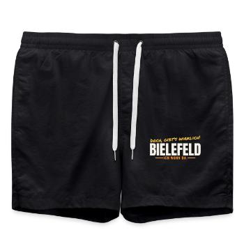 Bielefeld – Doch, gibt's wirklich! Ich wohn da. - Badeshorts - Schwarz - Vorne - AI Model Male 185 light (185cm)