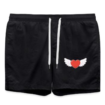 Geflügeltes Herz Kawaii-Druck - Badeshorts - Schwarz - Vorne - AI Model Male 185 light (185cm)