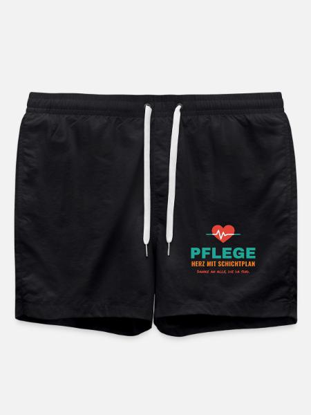 Pflege – Herz mit Schichtplan - Badeshorts - Schwarz
