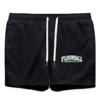 Floorball Löcher Humor Design - Badeshorts - Schwarz - Vorne - AI Model Male 185 light (185cm)