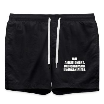 ICH AMBITIONIERT UNORGANISIERT Sarkastisch ehrlich - Badeshorts - Schwarz - Vorne - AI Model Male 185 light (185cm)