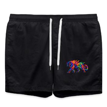 Regenbogen-Brennende Panther - Badeshorts - Schwarz - Vorne - AI Model Male 185 light (185cm)