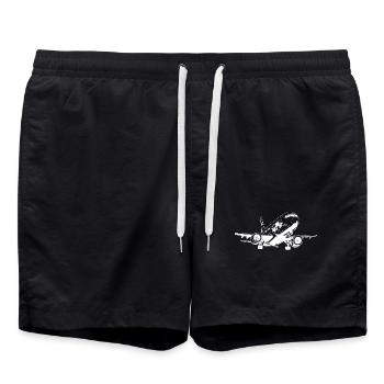 Flugzeug Zeichnung - Badeshorts - Schwarz - Vorne - AI Model Male 185 light (185cm)