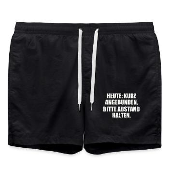HEUTE KURZ ANGEBUNDEN Sarkastisch Abstand Halten - Badeshorts - Schwarz - Vorne - AI Model Male 185 light (185cm)