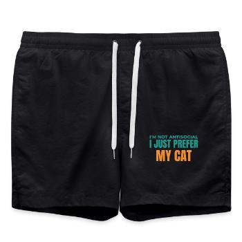 Katzenliebhaber Antisoziales T-Shirt - Badeshorts - Schwarz - Vorne - AI Model Male 185 light (185cm)