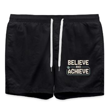 Believe And Achieve Motivation Gym Kraftsport - Badeshorts - Schwarz - Vorne - AI Model Male 185 light (185cm)