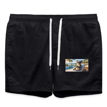 Koala genießt Eukalyptus bei der Happy Hour - Badeshorts - Schwarz - Vorne - AI Model Male 185 light (185cm)