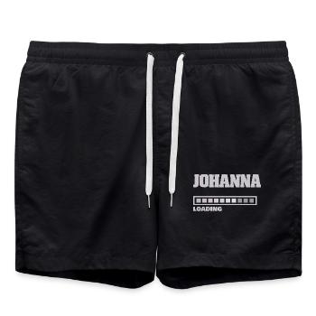 Geburt Johanna - Badeshorts - Schwarz - Vorne - AI Model Male 185 light (185cm)