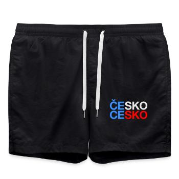 Czech Republic Tschechien Tschechische Flagge - Badeshorts - Schwarz - Vorne - AI Model Male 185 light (185cm)