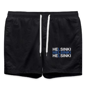 HELSINKI Suomi Finland Finnland Flagge - Badeshorts - Schwarz - Vorne - AI Model Male 185 light (185cm)