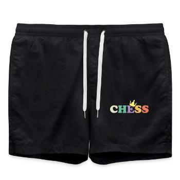 retro vintage chess classic symbol Schach Krone - Badeshorts - Schwarz - Vorne - AI Model Male 185 light (185cm)