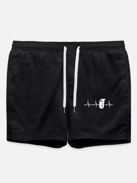Tuba Heartbeat mit Tubaspieler Herzschlag - Badeshorts - Schwarz