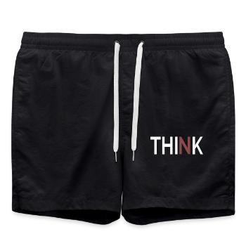 Denken Sie minimalistisches, klares Design - Badeshorts - Schwarz - Vorne - AI Model Male 185 light (185cm)