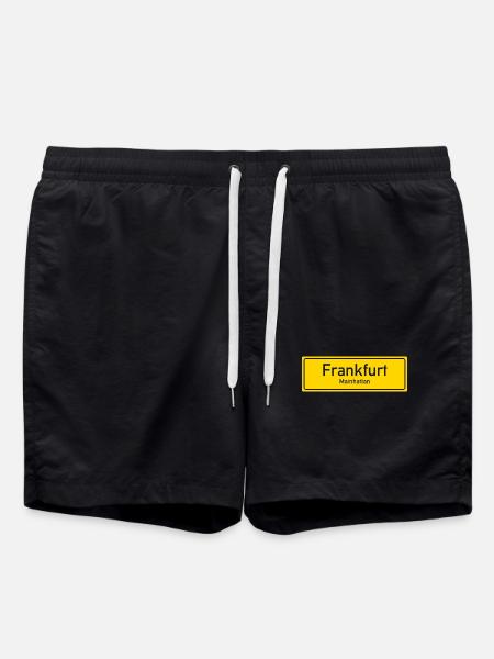 Frankfurter Ortsschild Deutschland - Badeshorts - Schwarz