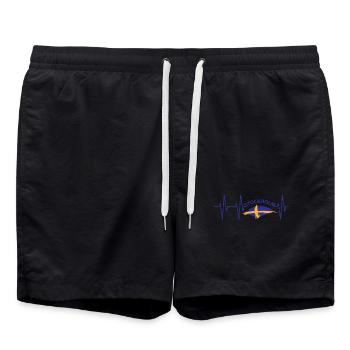 puls herzschlag stockholm Schweden Symbol Icon - Badeshorts - Schwarz - Vorne - AI Model Male 185 light (185cm)