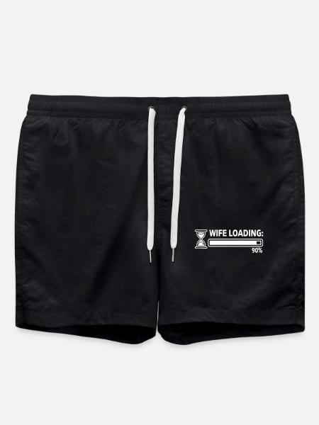 Bride "Wife Loading" motif with loading bar - Swim Trunks - black