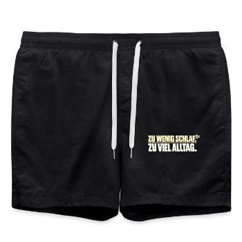Zu wenig Schlaf Zu viel Alltag - Badeshorts - Schwarz - Vorne - AI Model Male 185 light (185cm)