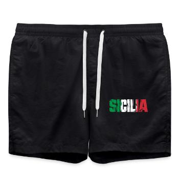 Sicile, Italie, île de Sicile - Short de bain - noir - Devant - AI Model Male 185 light (185cm)