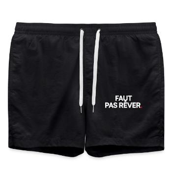 FAUT PAS RÊVER. – Humour Sarcastique Minimaliste - Short de bain - noir - Devant - AI Model Male 185 light (185cm)