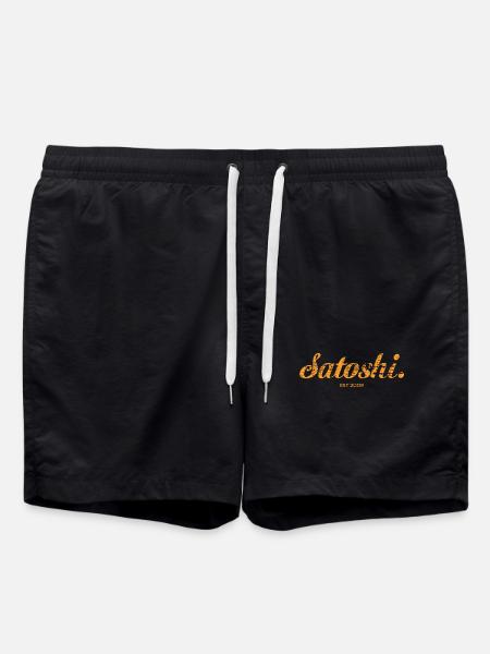 Satoshi Nakamoto Bitcoin Crypto Inventor - Swim Trunks - black