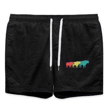 Stier Trio Retro - Badeshorts - Schwarz - Vorne - AI Model Male 185 light (185cm)