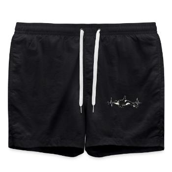 Orca Herzschlag EKG Schwertwal Meerestier Wal - Badeshorts - Schwarz - Vorne - AI Model Male 185 light (185cm)