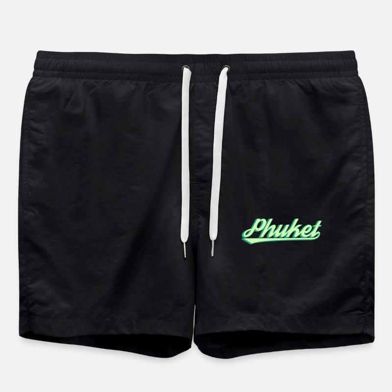 Phuket Retro Küstenscript - Badeshorts - Schwarz