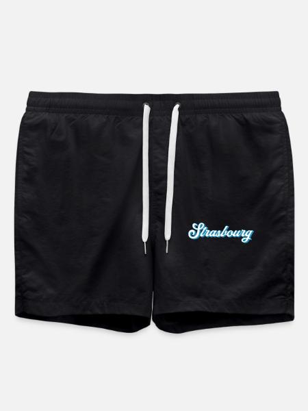 Strasbourg Schriftzug – Retro Frankreich Style - Badeshorts - Schwarz
