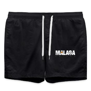 Málaga Distressed Text mit spanischer Flagge - Badeshorts - Schwarz - Vorne - AI Model Male 185 light (185cm)