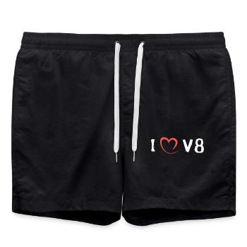 J’adore V8 - Muscle cars et courses vintage - Short de bain - noir - Devant - AI Model Male 185 light (185cm)