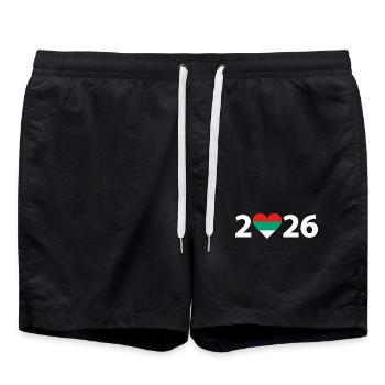 I love Bulgarien 2026, Urlaub in Bulgarien 2026 - Badeshorts - Schwarz - Vorne - AI Model Male 185 light (185cm)