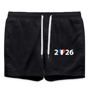 J’aime la France 2026, vacances en France 2026 - Short de bain - noir - Devant - AI Model Male 185 light (185cm)