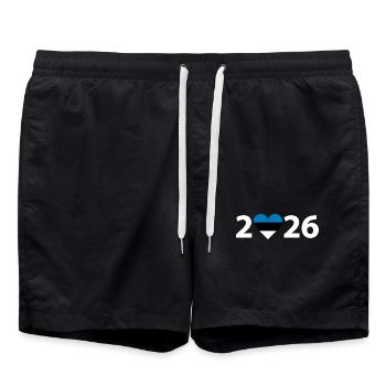I love Estland 2026, Urlaub in Estland 2026 - Badeshorts - Schwarz - Vorne - AI Model Male 185 light (185cm)